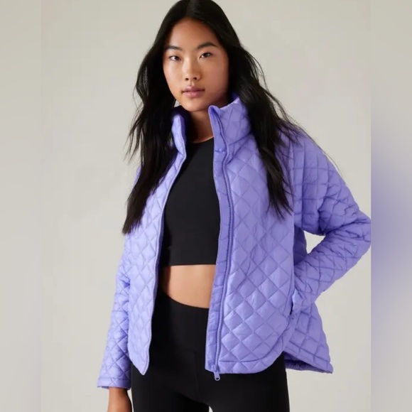 Athleta Whisper Featherless Puffer Jacket Quilted Madeira Purple Size Small